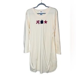 Talbots Intimates Festive Holiday Gifts Cream Christmas Pajamas Night Gown Shirt